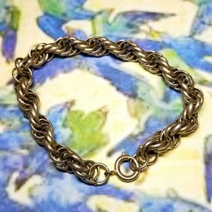 Vintage bracelet chunky rope chain bracelet silver tone